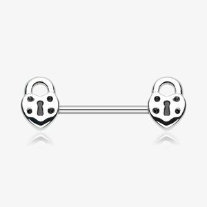 Heart Locket Nipple Ring 14G 316L Stainless Steel Barbell - Single Bar Only